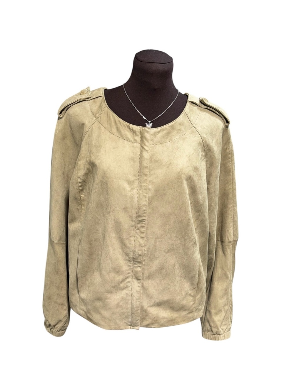 Talbots Women 100% Genuine Goat Suede Jacket Sz 12 Beige Tan  Old Money Full Zip